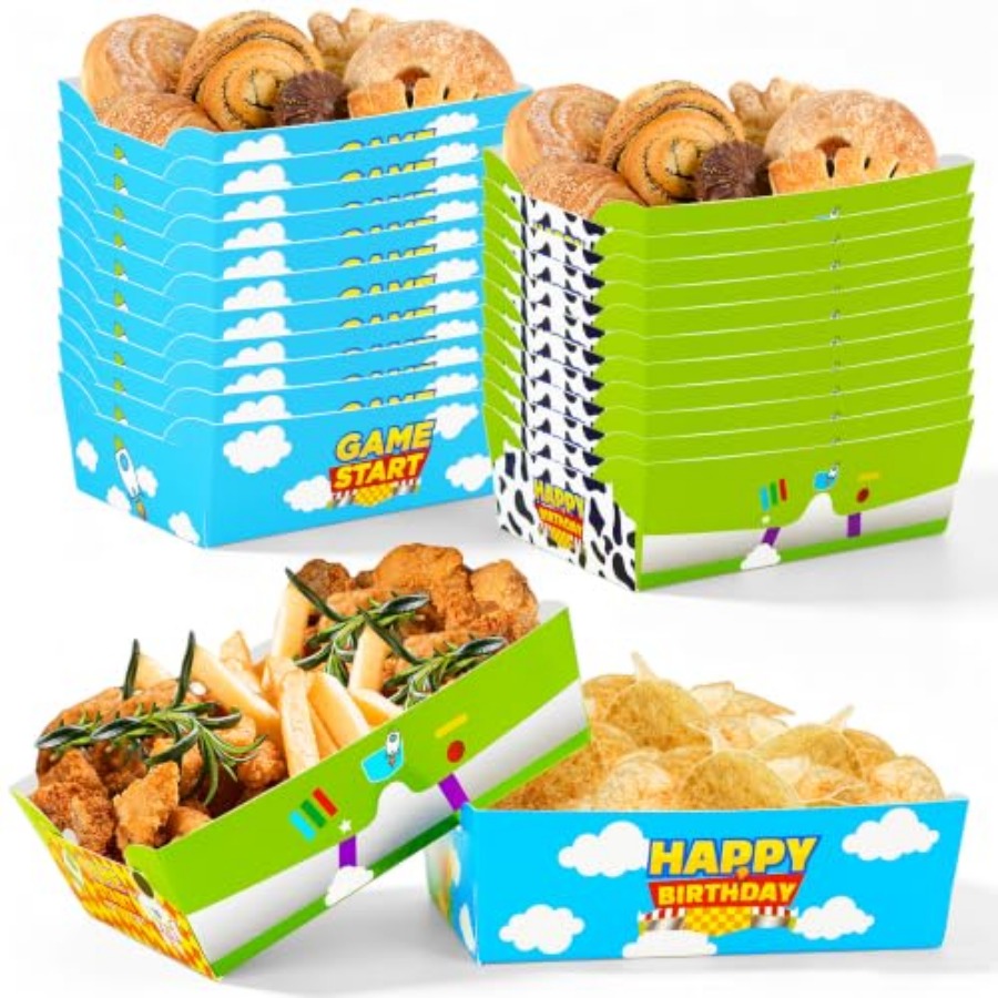 24 Pcs Cartoon Paper Food Tray - огляд і ціна Food Snacks For Party