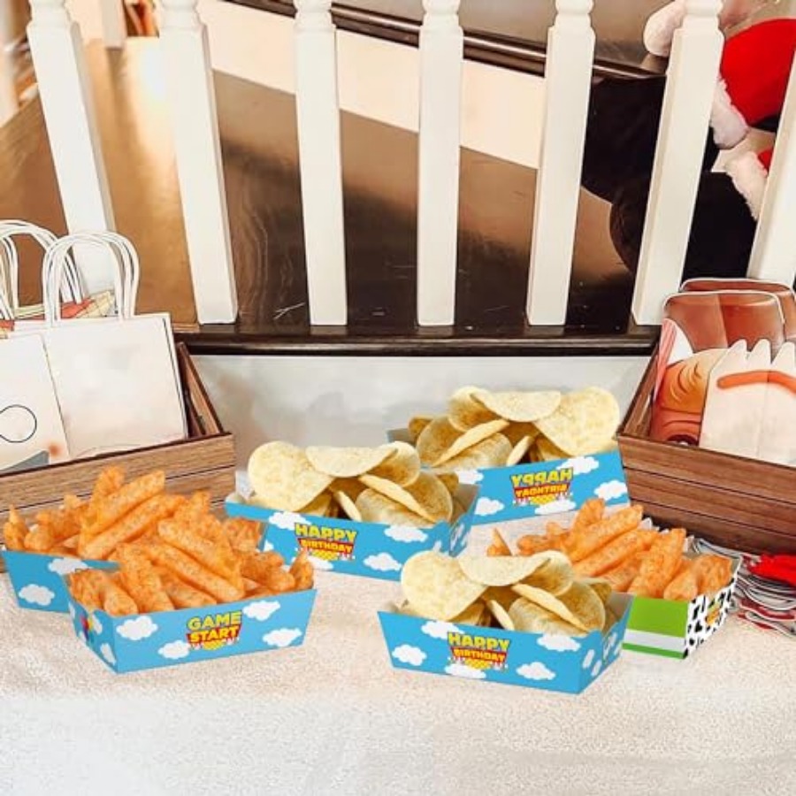 24 Pcs Cartoon Paper Food Tray - огляд і ціна Food Snacks For Party