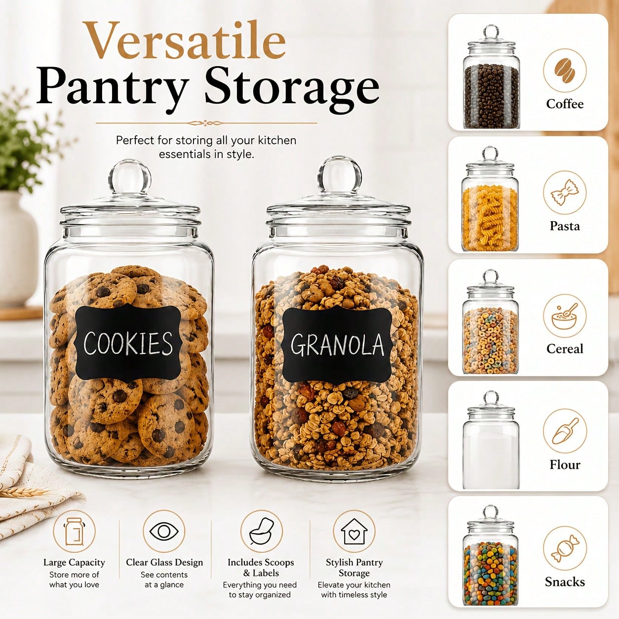 2-Piece Set Of Glass Storage J - огляд і ціна Snacks Food Labels