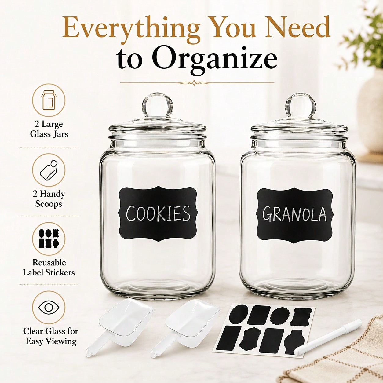 2-Piece Set Of Glass Storage J - огляд і ціна Snacks Food Labels
