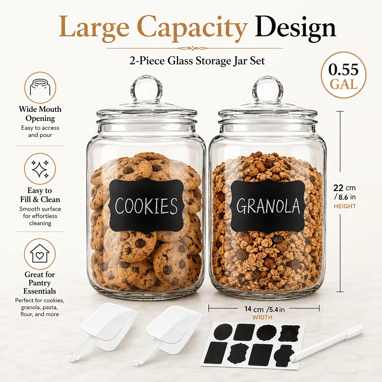 2-Piece Set Of Glass Storage J - огляд і ціна Snacks Food Labels