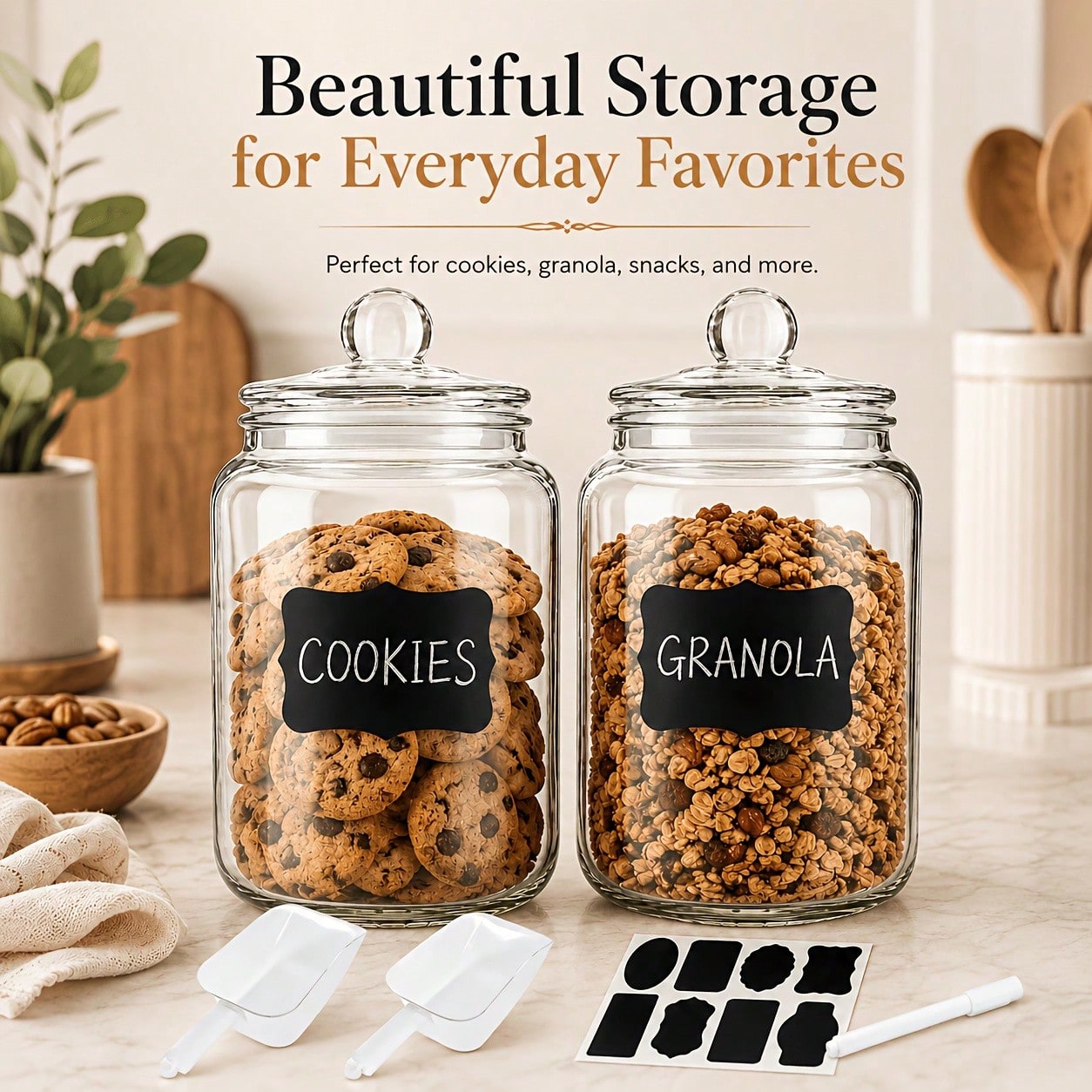 2-Piece Set Of Glass Storage J - огляд і ціна Snacks Food Labels